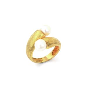 Anel de Ouro Abraço Pérolas