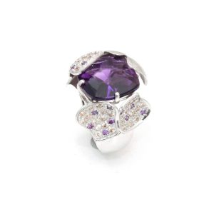 Anel de Ouro Flor Ametista