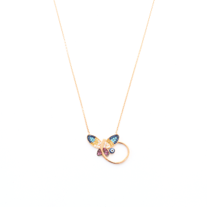 Colar de Prata Rose Gold Borboleta