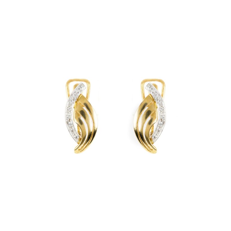 Brincos FR Jewels clássicos em ouro com pedras e acabamento elegante.