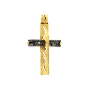 Cruz de Ouro Quartzo Grafitado