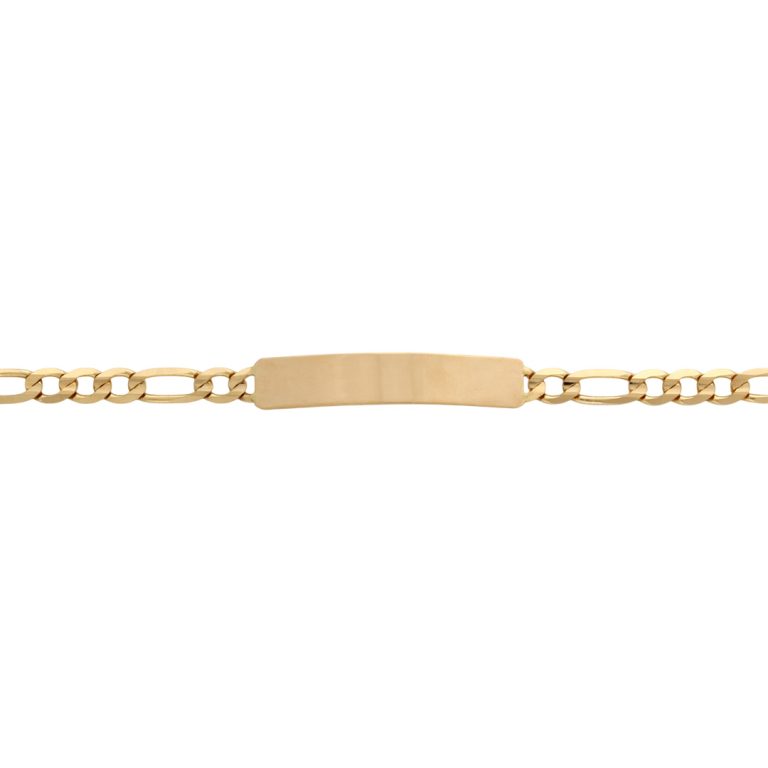 Pulseira de ouro malha 3+1 maciça com chapa personalizável, imponente e elegante.