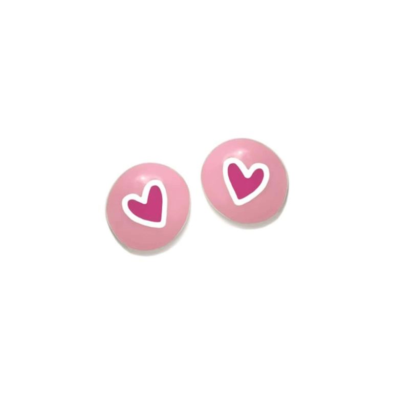 Brincos Agatha Ruiz de La Prada Fun cor-de-rosa com desenho de coração.