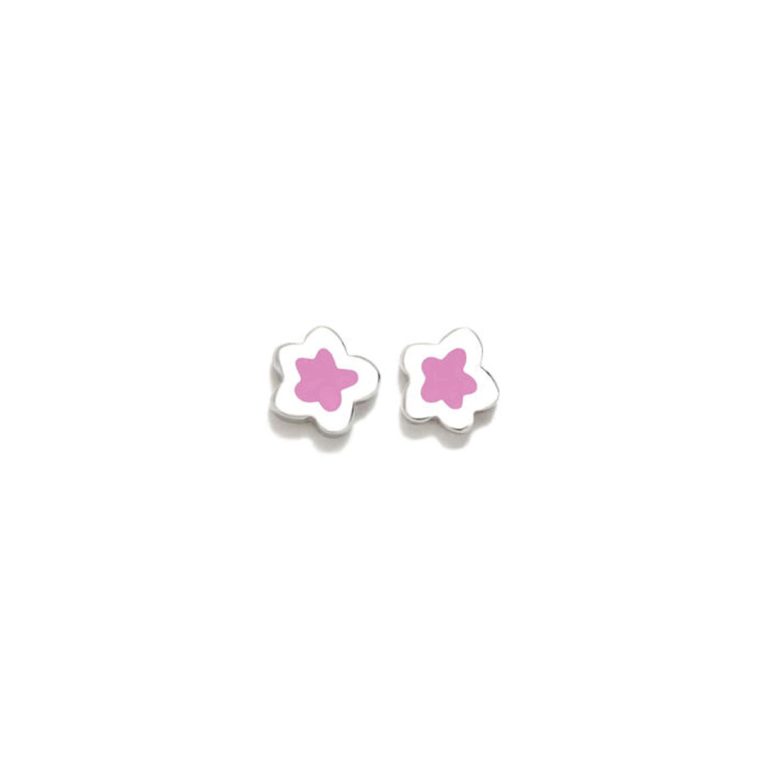 Brincos Agatha Ruiz de La Prada Mini Charms em forma de flor cor-de-rosa para bebé.