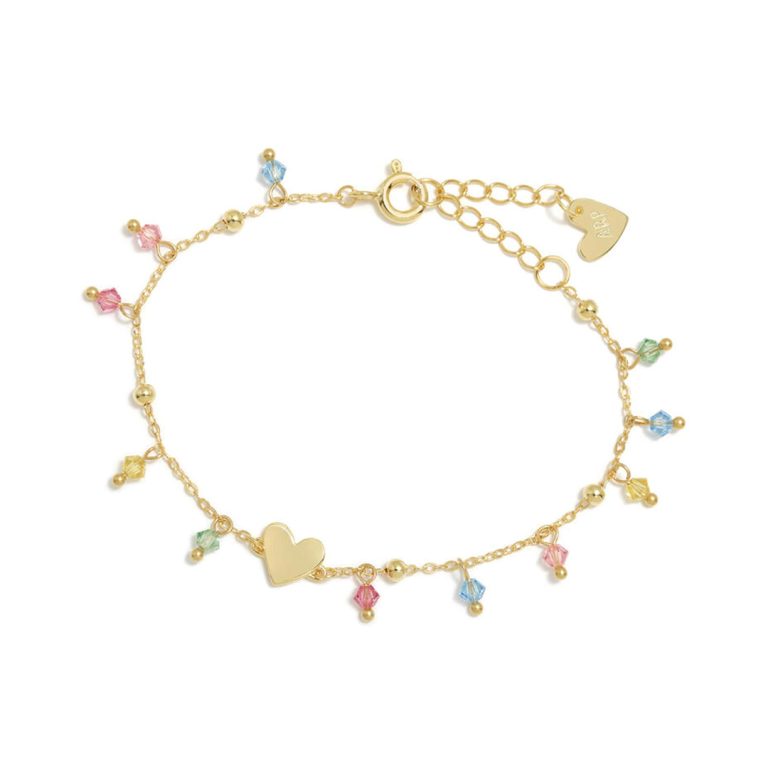 Pulseira Agatha Ruiz de La Prada Teen dourada com coração e cristais.