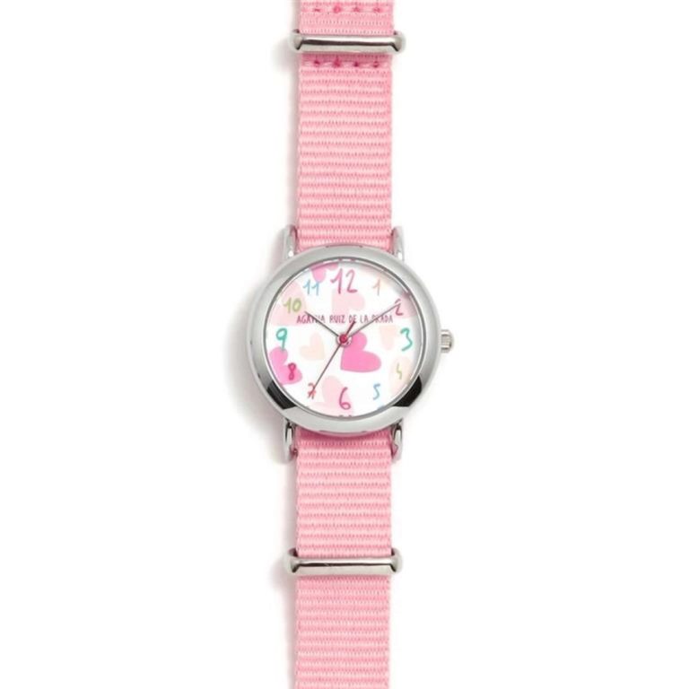 Relógio Agatha Ruiz de La Prada Straps cor-de-rosa com mostrador de corações.